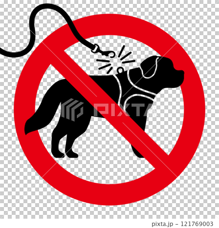 犬の放し飼い禁止の標識 犬の放し飼い禁止の標識 121769003