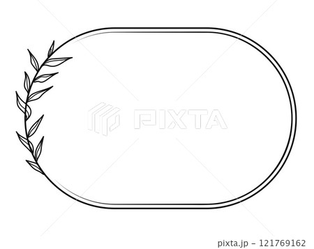 Floral horizontal hand-drawn frame with twigs leaves 121769162
