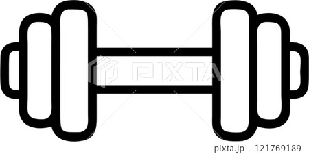 Dumbbell in outline icon style, health and fitness theme. 121769189