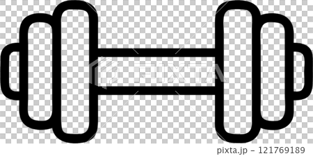 Dumbbell in outline icon style, health and fitness theme. 121769189