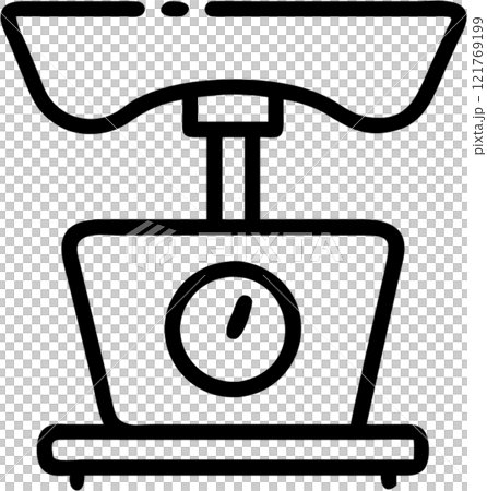 Weighing in outline icon style, health and fitness theme. 121769199