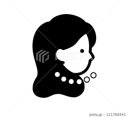 パールのネックレスをした女性の横顔のイラスト　ベクター 121769341