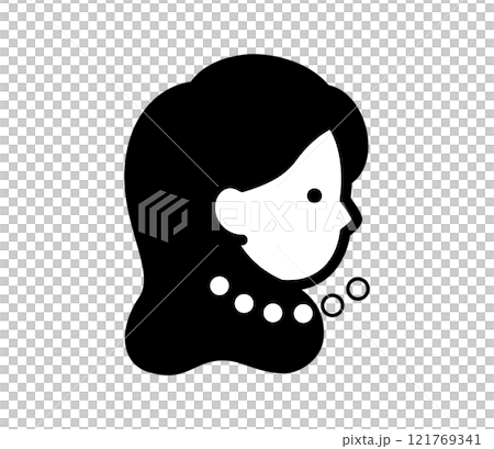 パールのネックレスをした女性の横顔のイラスト　ベクター 121769341