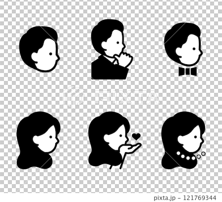 Simple male and female profile illustration set vector Simple male and female profile illustration set vector 121769344