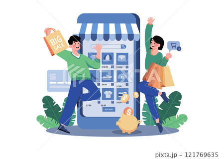 Couple Shopping For A Discount. Couple Shopping For A Discount. 121769635