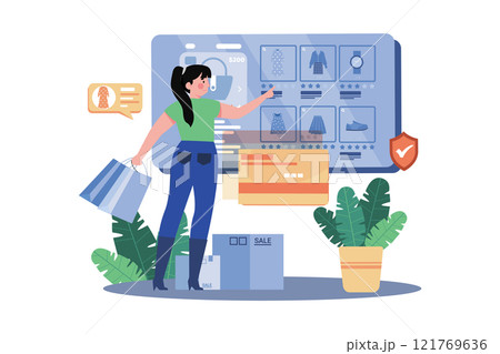 Shopaholic Is Making Purchases In An Online Store. 121769636