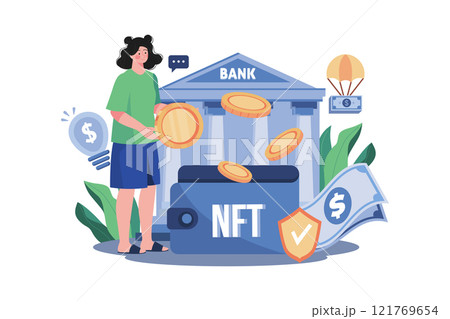 NFT Wallet Illustration concept on white background NFT Wallet Illustration concept on white background 121769654