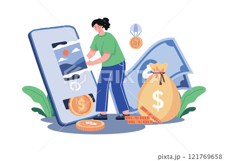 NFT Exchange Illustration concept on white background NFT Exchange Illustration concept on white background 121769658
