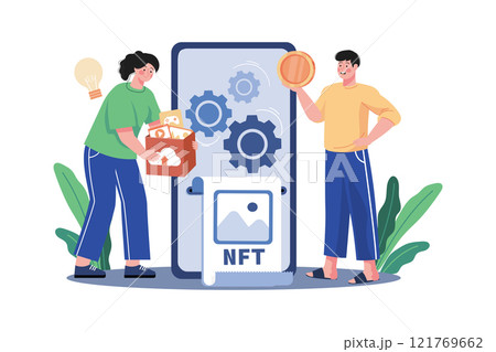 NFT Minting Process Illustration concept on white background NFT Minting Process Illustration concept on white background 121769662