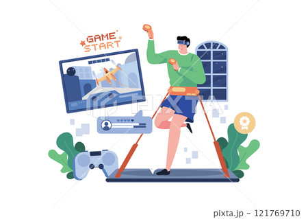 Man Experiencing VR Gaming Illustration concept on white background 121769710