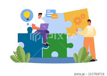 Diverse colleagues working on a project togetherのイラスト素材 [121769718] - PIXTA