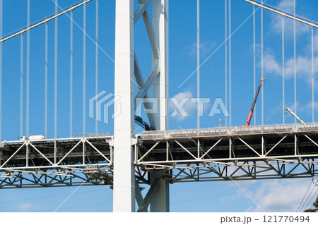 【北九州門司港　関門海峡と関門橋ノーフォーク 広場から】 121770494