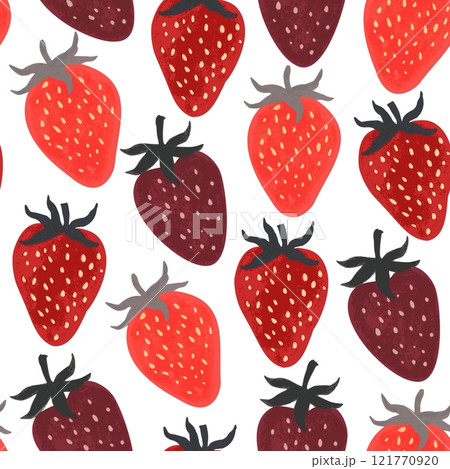 Seamless pattern with red textured strawberries. Hand-drawn illustration Seamless pattern with red textured strawberries. Hand-drawn illustration 121770920