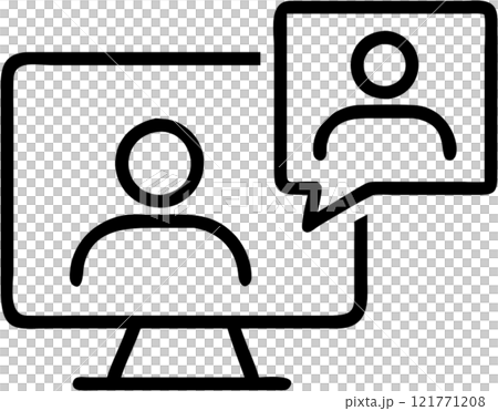 Online meeting in outline icon style, communication and public Relations theme. 121771208