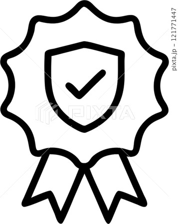 rust badge symbols in outline icon style, building relationships with Customers theme. 121771447