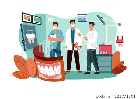 Dentists Demonstrating Patient Jaw X-Ray On Board. 121771501