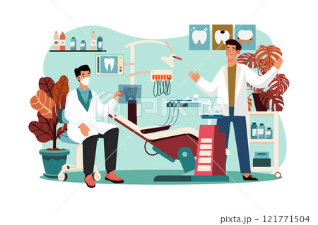 Dental Clinic Illustration concept. A flat illustration isolated on white background 121771504