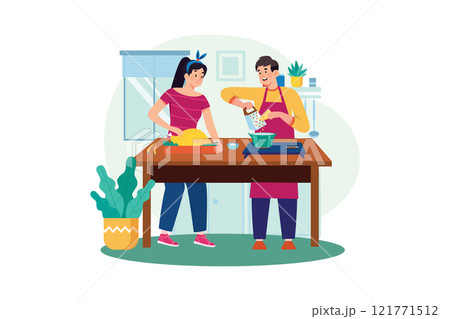 Cooking & Kitchen Illustration concept. A flat illustration isolated on white background 121771512