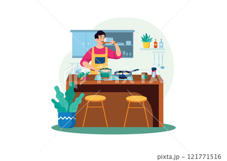 Cooking & Kitchen Illustration concept. A flat illustration isolated on white background Cooking & Kitchen Illustration concept. A flat illustration isolated on white background 121771516