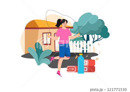 Skipping Rope Exercise Outside Illustration concept on white background 121771530