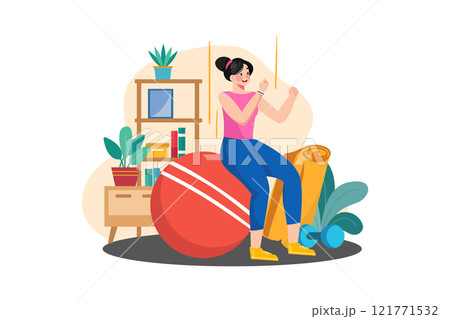 Do Exercise With Gym Ball Roll-Out 121771532