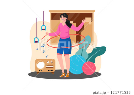 Fitness Exercise Sports Hoop Illustration concept on white background Fitness Exercise Sports Hoop Illustration concept on white background 121771533
