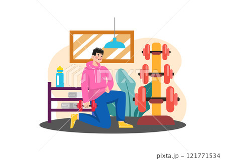 Man Training With Weightlifting Illustration concept on white background Man Training With Weightlifting Illustration concept on white background 121771534