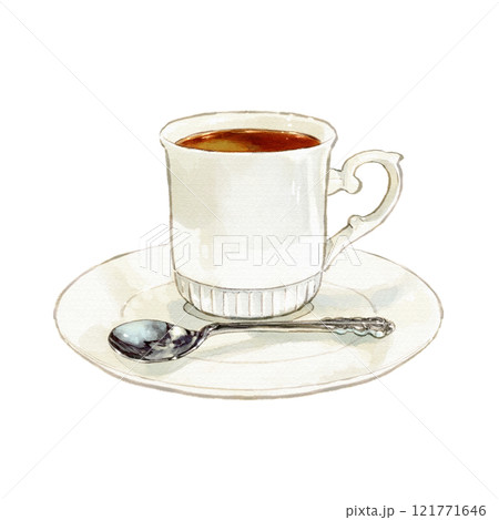 白いコーヒーカップのコーヒー 白いコーヒーカップのコーヒー 121771646