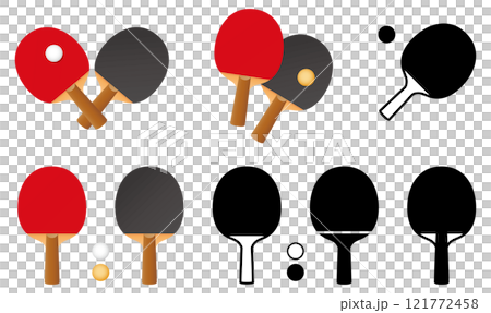 Set of various table tennis, ping pong vector illustrations 121772458