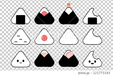 色々なおにぎりのかわいいアイコンセット 121773183