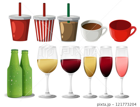 Variety of Beverage Illustrations 121773204