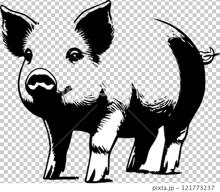 小豬的單色插圖 121773237