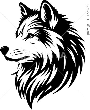 オオカミのモノクロイラストのイラスト素材 [121773240] - PIXTA