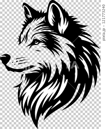 狼的單色插圖 121773240