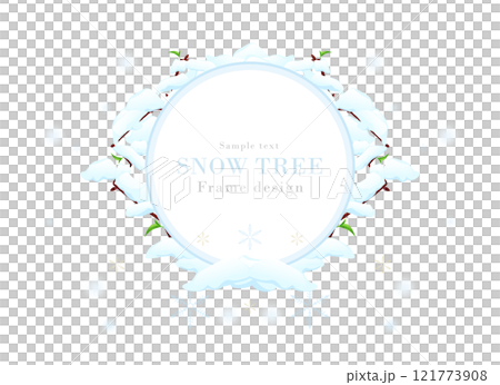 雪木立のフレームシリーズ-03｜冬の雪のベクターイラスト 121773908
