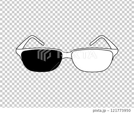 3Dメガネのシンプルな白黒イラスト 121773950
