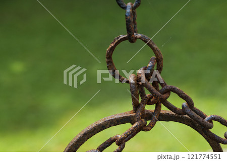 Old well bucket with rusty chain, life concept from a century ago. 121774551