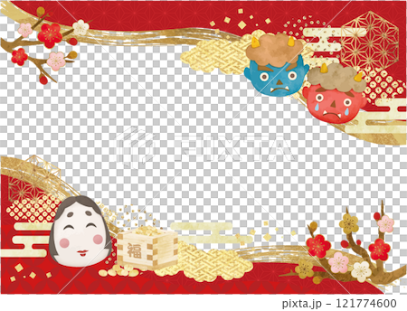 Cute Setsubun illustration background material 121774600