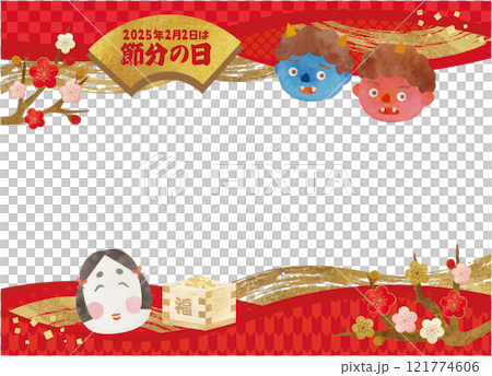 Cute Setsubun illustration background material 121774606