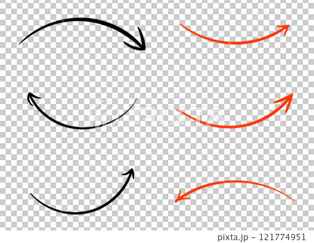 手描き風のベクターペンで描かれた赤と黒の多様な矢印セット 手描き風のベクターペンで描かれた赤と黒の多様な矢印セット 121774951
