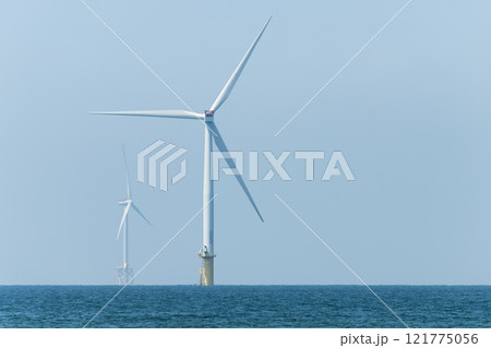 View of the Offshore wind power systems off the western coast of Taiwan. 121775056