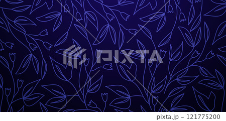 Seamless floral patterns with blue flowers and leaves on a dark blue backgrounds for Fashionable textiles, book covers, Digital interfaces, prints designs templates material, wedding invitations cards 121775200