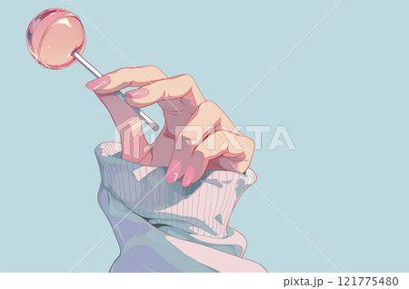 チュッパチャプスを持つ手 チュッパチャプスを持つ手 121775480