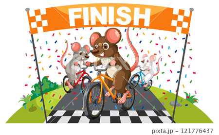 Animal Bicycle Race at Finish Line Animal Bicycle Race at Finish Line 121776437