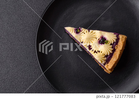 No baked sweet blueberry cheesecake with cream cheese 121777083