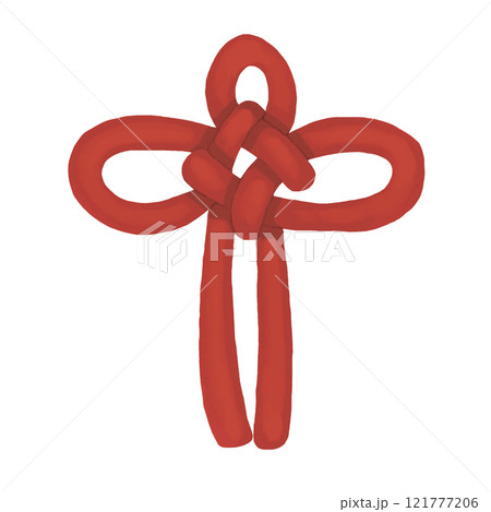 結んだ赤の日本の紐 結んだ赤の日本の紐 121777206