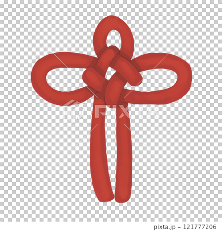 結んだ赤の日本の紐 結んだ赤の日本の紐 121777206