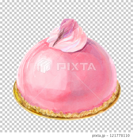 水彩で描いた桜のミラーケーキのイラスト 水彩で描いた桜のミラーケーキのイラスト 121778110