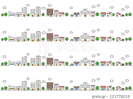 街並みの背景イラスト　線画　カラー 121778228