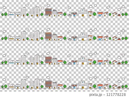 街並みの背景イラスト　線画　カラー 121778228